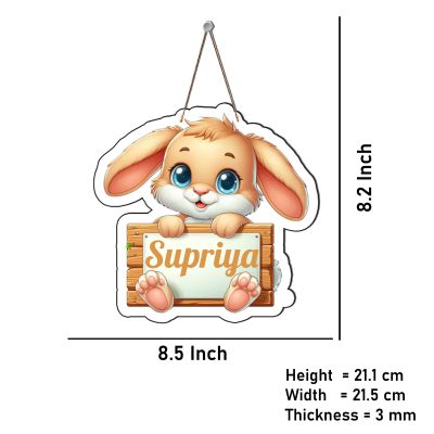 Rabbit Cute Animal Wooden Wall Hanging Customized With Name Kids Room, Living Room, Home Decor Birthday Gift For Kids